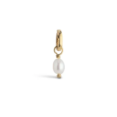 Enamel Charm Perle Guldbelagt