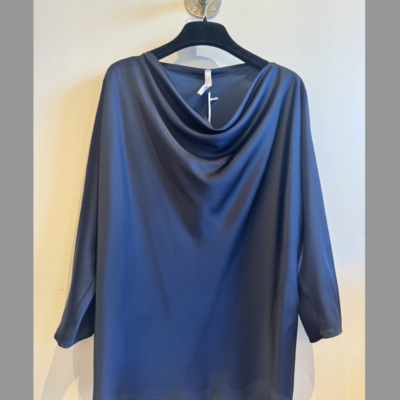 Imperial Vandfalds Bluse Navyblå