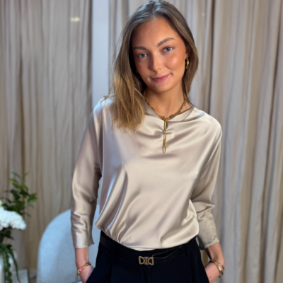 Imperial CLA6 Vandfalds Bluse Mørk Beige