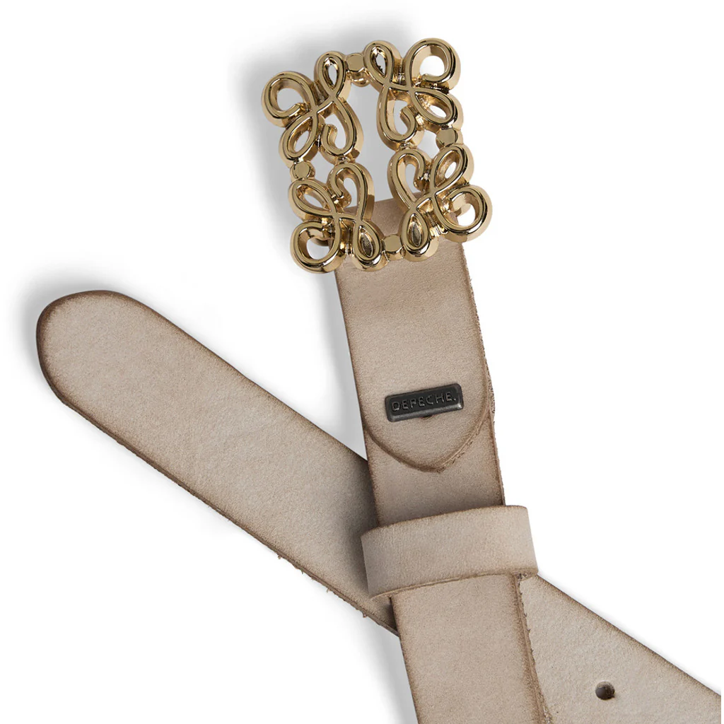 Depeche Læderbælte m. smuk Spænde Sand - Billede 3