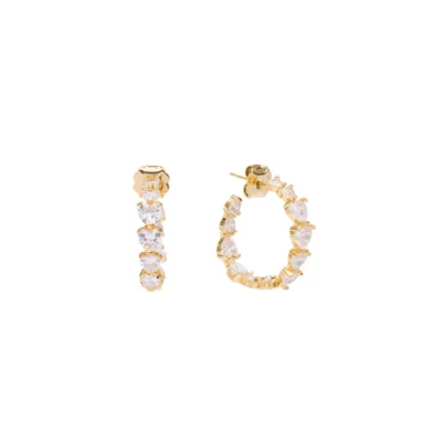 Pico Crystal Heart Hoops Øreringe Guldbelagt Klar