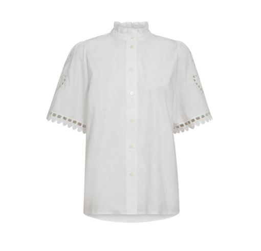 Co'Couture Kellise Embroidery SS Skjorte Hvid
