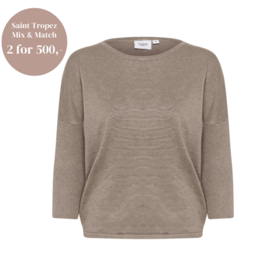 Saint Tropez MilaSZ R-Neck Pullover Bluse Brun Meleret