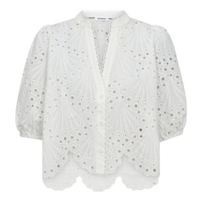 Co'Couture Naya Anglaise Bluse Hvid