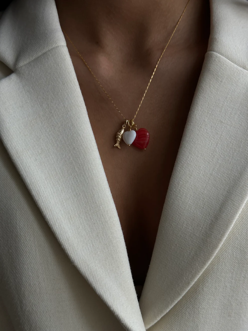 Pico French Hjerte Vedhæng Guldbelagt/Hvid - Billede 2