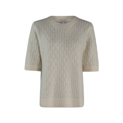 Six Ames Odessa Strikbluse Cremehvid
