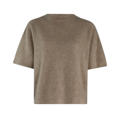 Six Ames Doanna Strikbluse Beige Meleret - Forudbestilling