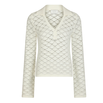 Neo Noir Aston Stitch Strikbluse Cremehvid