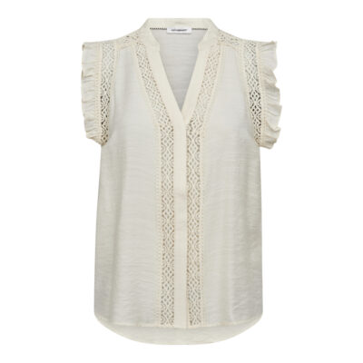 Co'Couture Caryn Frill Top Cremehvid