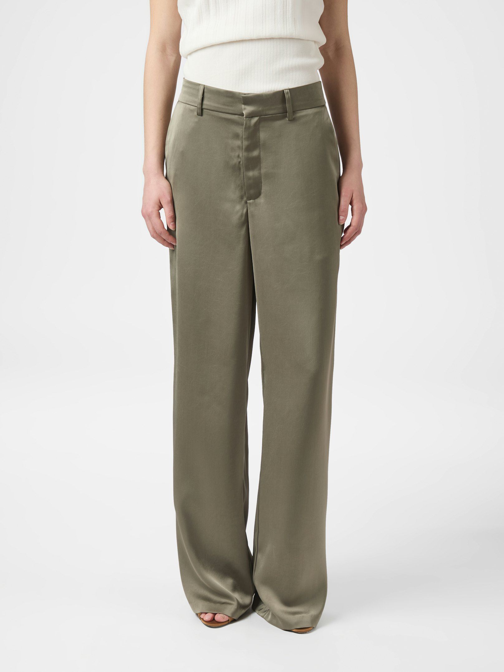 Neo Noir Emmett Heavy Satin Bukser Støvet Grøn - Billede 3