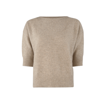 Six Ames Moi Strikbluse Beige Meleret