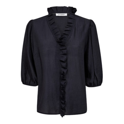 Co'Couture Anika Frill SS Skjorte Navy Blå