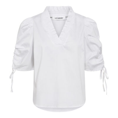 Co'Couture Sanna SS Puff V-Bluse Hvid