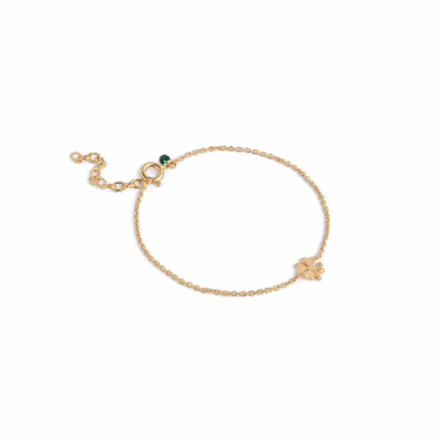 Enamel Four-Leaf Clover Armbånd Guldbelagt