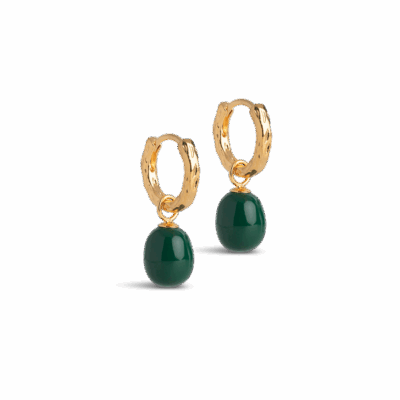 Enamel Significant Pearl Hoops Øreringe Guldbelagt Petrol Grøn