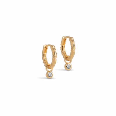 Enamel Belle CZ Hoops Øreringe Guldbelagt Hvid
