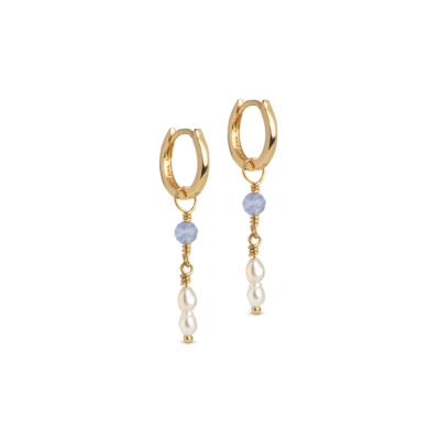 Enamel Liva Hoops Øreringe Guldbelagt Blå