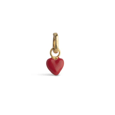 Enamel Charm Amore Hjerte Vedhæng Guldbelagt Rød