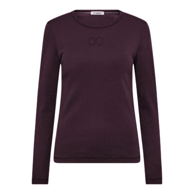 Co'Couture Granny Embroidery LS T-Shirt Plum