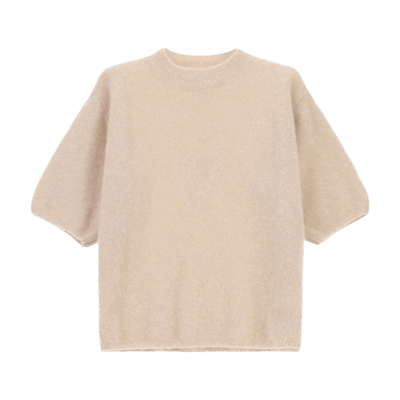 Imperial M7347 Kortærmet Strikbluse Beige