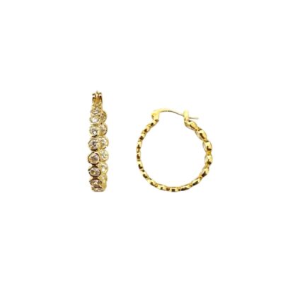 Pico Elva Grande Crystal Hoops Øreringe Guldbelagt
