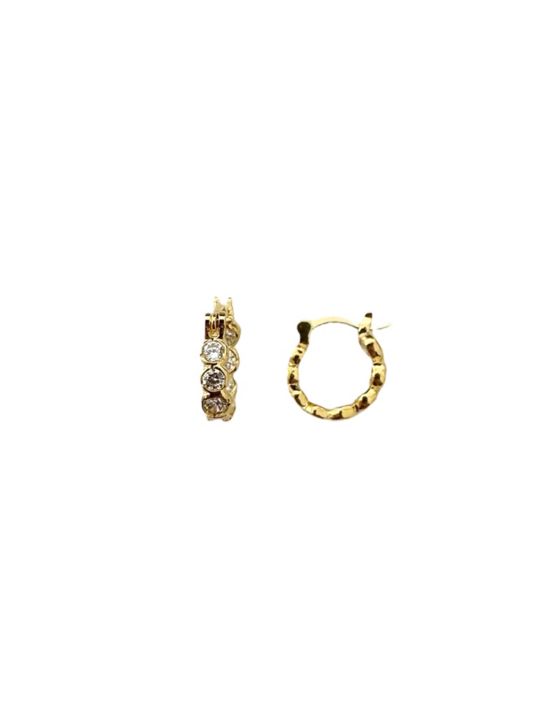 Pico Elva Petite Crystal Hoops Øreringe Guldbelagt