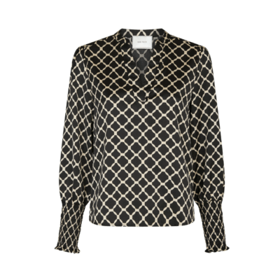 Neo Noir Landa Tile Print Bluse Sort