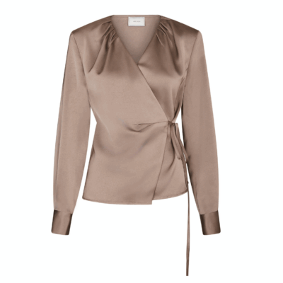 Neo Noir Caprina Heavy Sateen Bluse Lysebrun