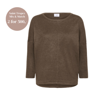 Saint Tropez Mila R-Neck Pullover Bluse Major Brown Melange
