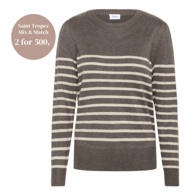 Saint Tropez Mila Shimmer Stripe Pullover Bluse Mink Gray Morn Shimmer