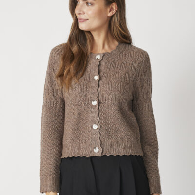 Co'Couture Pointelle New Cardigan Brun
