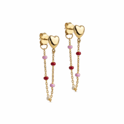 Enamel Lola Heart Øreringe Guldbelagt Rosie