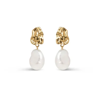 Enamel Paris Øreringe Guldbelagt Perle