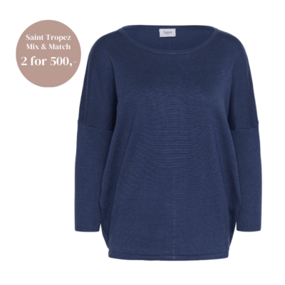 Saint Tropez Mila R-Neck Pullover Bluse Pageant Blue Melange