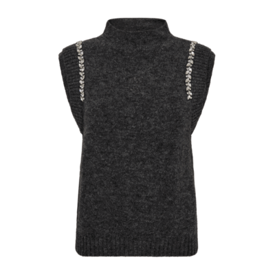 Copenhagen Muse Ibra Rhinsten Vest Mørkegrå Meleret
