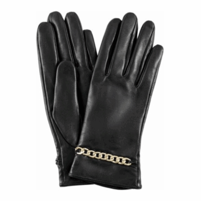 Depeche Golden Chain Læder Handsker Sort
