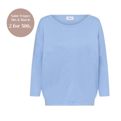 Saint Tropez Mila R-Neck Pullover Bluse Kentucky Blue Lyseblå