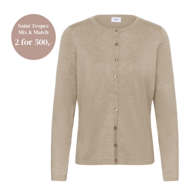 Saint Tropez Mila R-Neck Cardigan Greige