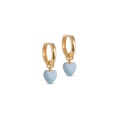 Enamel Amore Hoops Øreringe Guldbelagt Steel Blue