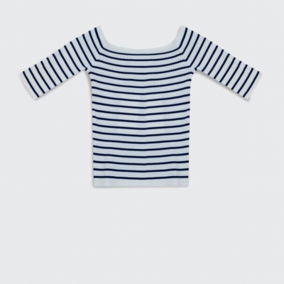 Stripe Bardot Top Navyblå