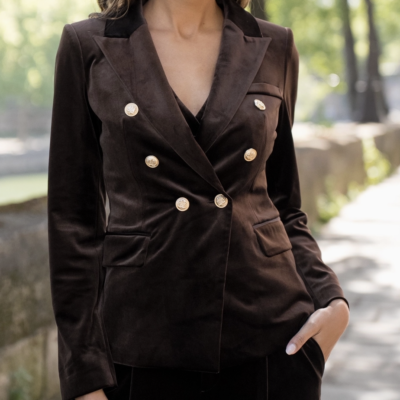 Lora Velvet Blazer Chokoladebrun