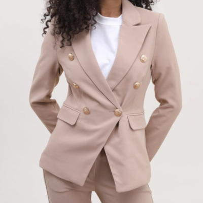 Alina Blazer med Guldknapper Kamel