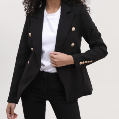 Alina Blazer med Guldknapper Sort