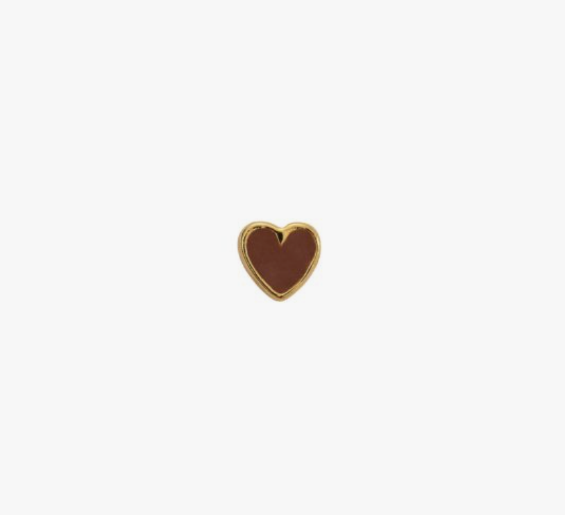 Stine A Petit Love Heart Mocha Enamel Ørering enkelt