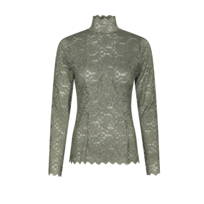 Neo Noir Liza Laceflower Bluse Army