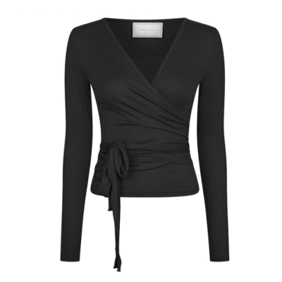 Neo Noir Nia Jersey Wrap Bluse Sort