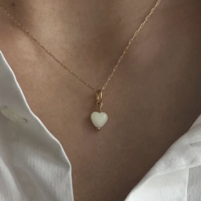 Pico French Mini Heart Vedhæng Ivory