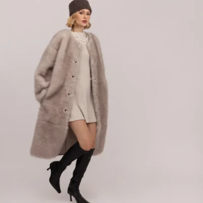 UrbanCode Toscana Barrel Sleeve Coat in faux Polar Bear