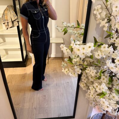 Sophia Denim Buksedragt med Korte Ærmer Mørkeblå