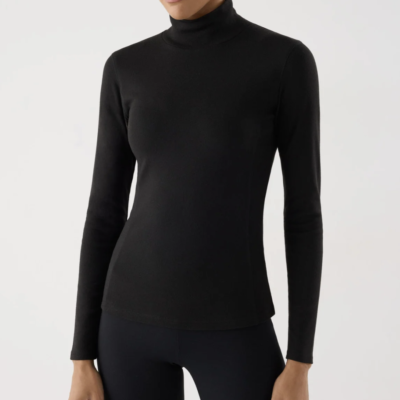 Ysabel Mora Thermal Ivory Top med Høj Hals Sort